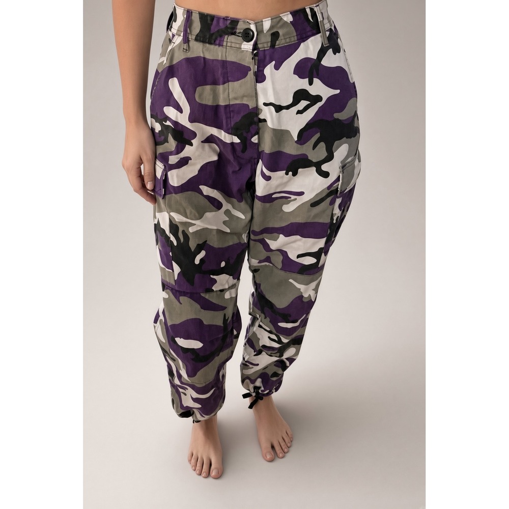 Rothco Cargo Pants Women Small 27 X 30 Purple Camo parachute Vtg Y2K 90s Baggie - Picture 3 of 12